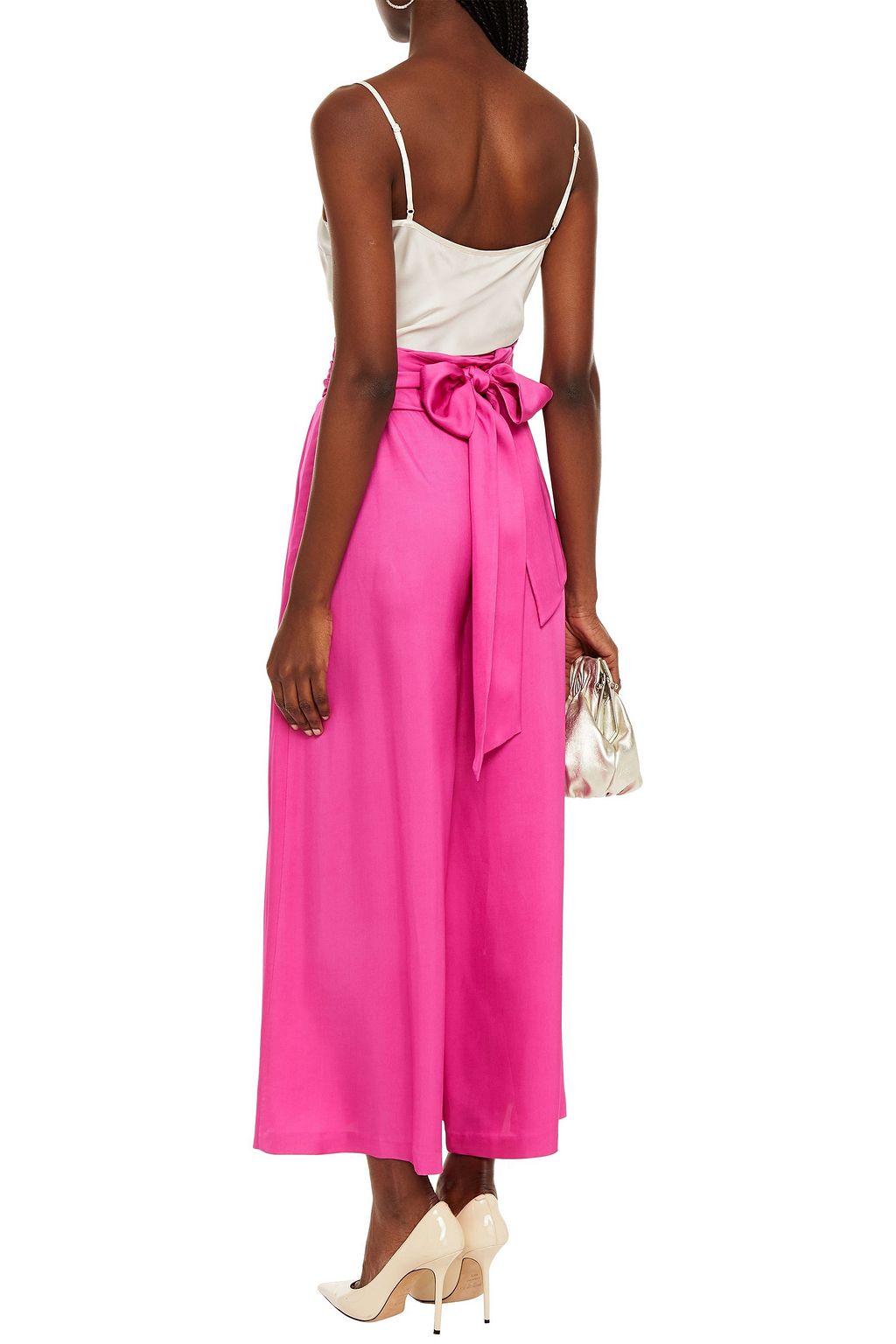 ALEXANDRE VAUTHIER Bow-detailed gathered twill culottes