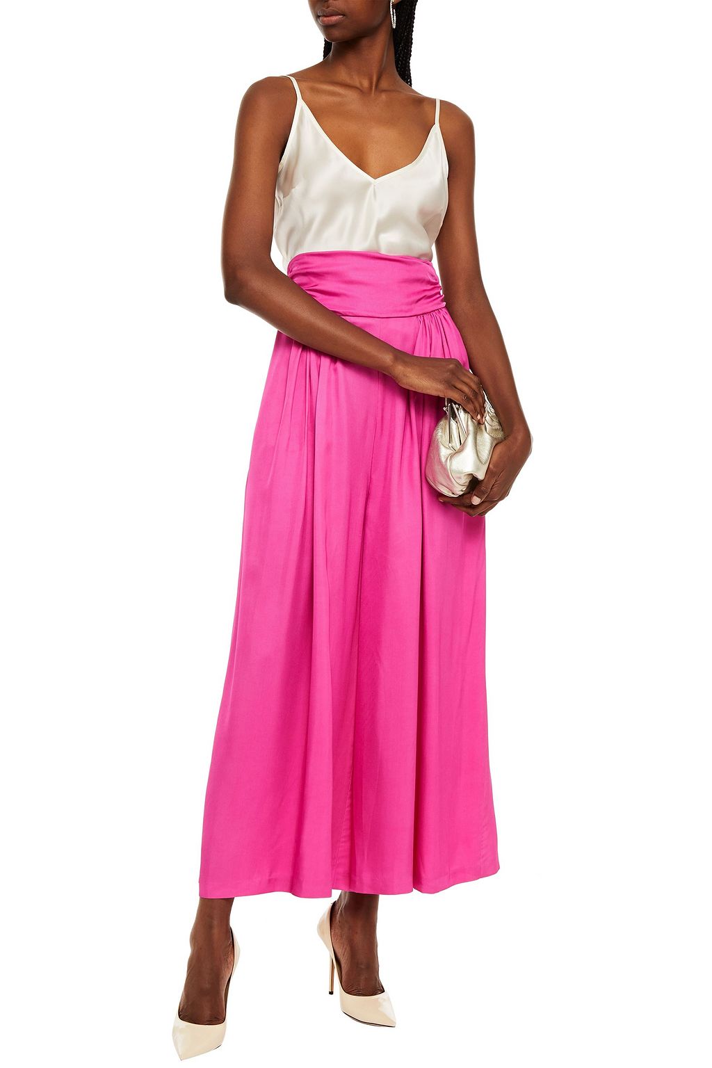 ALEXANDRE VAUTHIER Bow-detailed gathered twill culottes