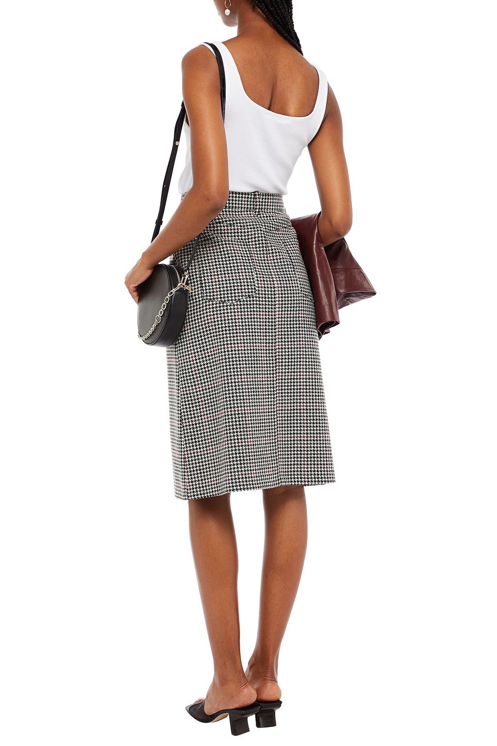 MAJE Houndstooth woven skirt