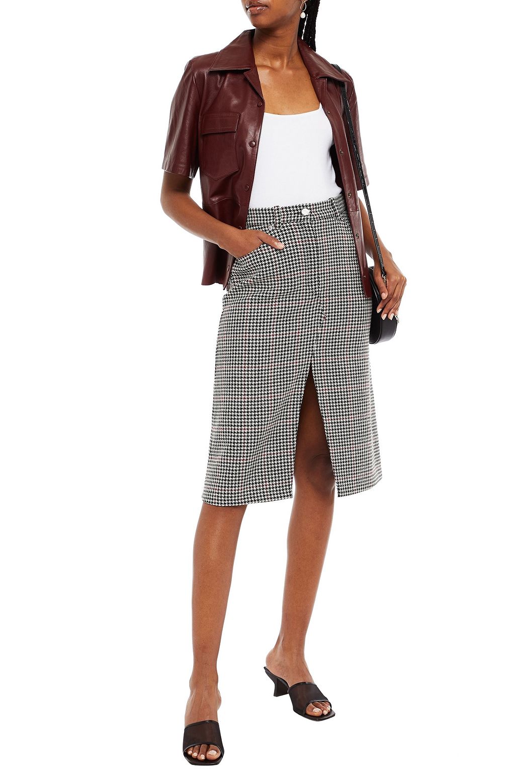 MAJE Houndstooth woven skirt