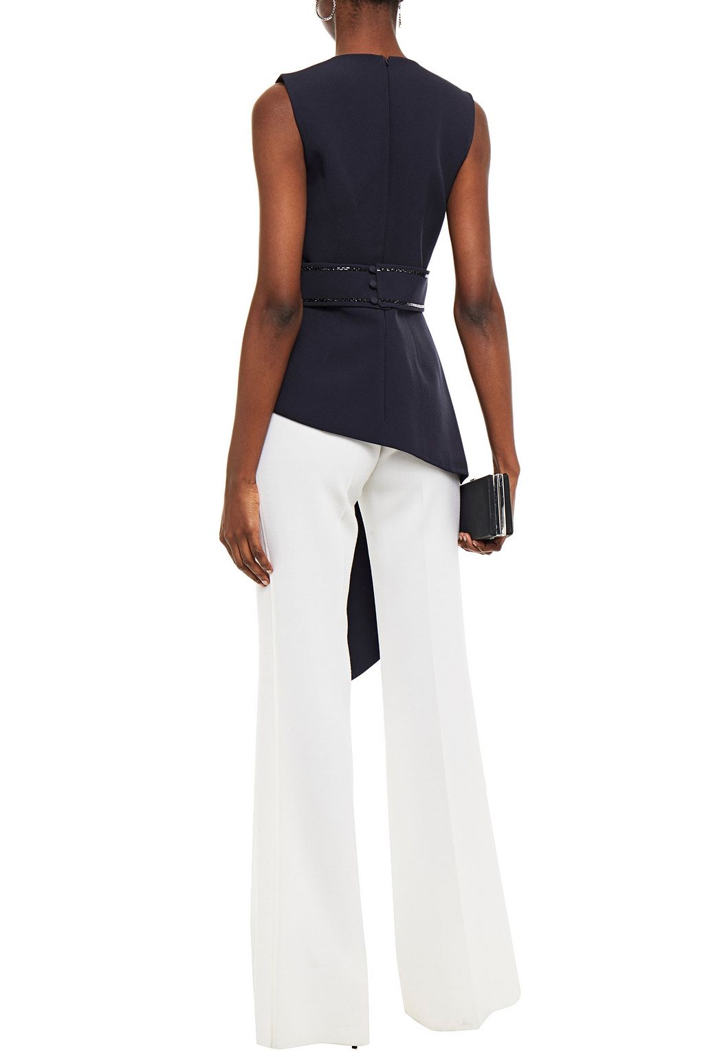 SAFIYAA Corida asymmetric crystal-embellished stretch-crepe top