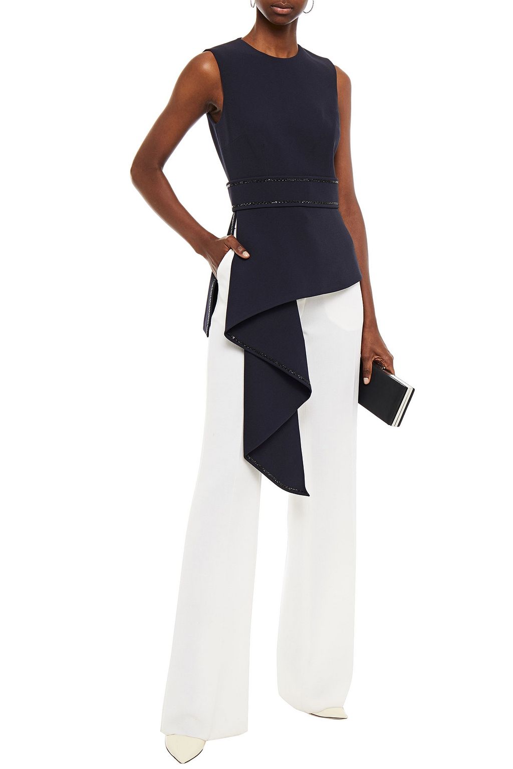 SAFIYAA Corida asymmetric crystal-embellished stretch-crepe top