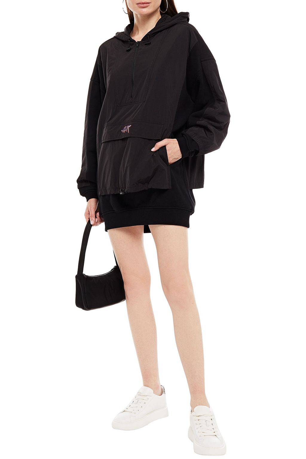 ALEXANDERWANG.T Shell-paneled cotton-fleece hooded jacket