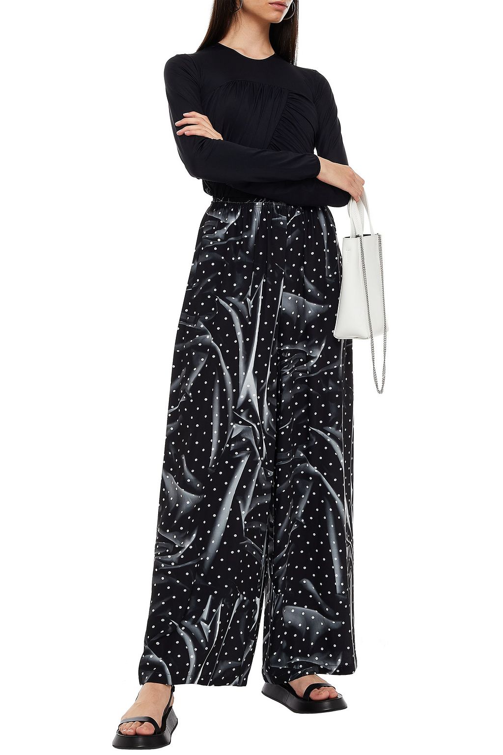 MM6 MAISON MARGIELA Printed cady wide-leg pants