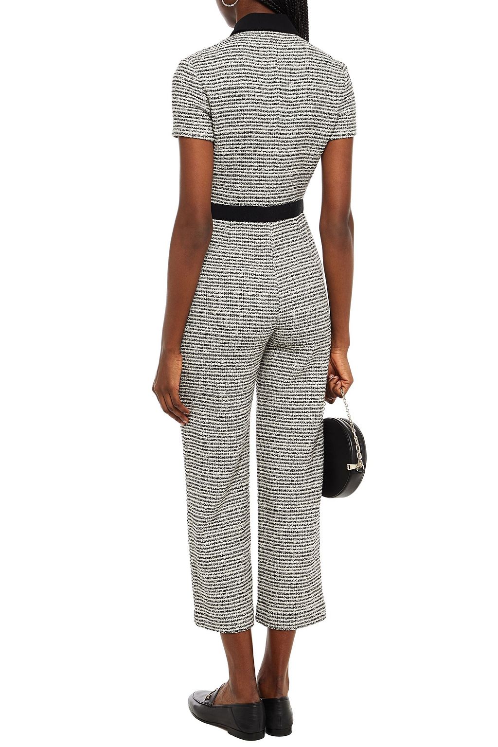 MAJE Cropped Jumpsuit aus Metallic-Tweed