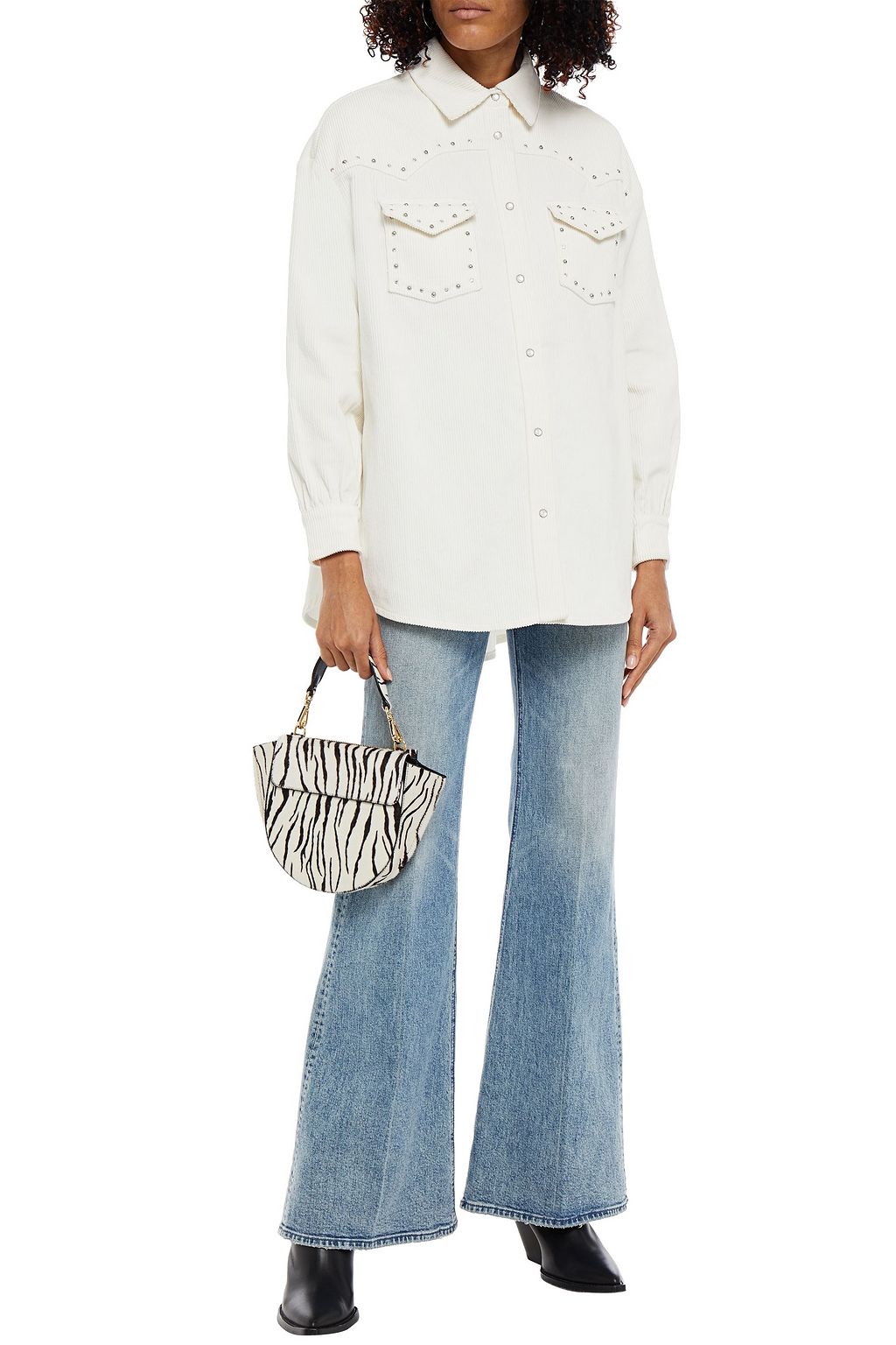 MAJE Embellished cotton-corduroy shirt