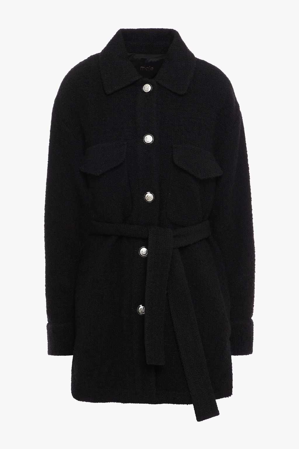 black boucle coatigan