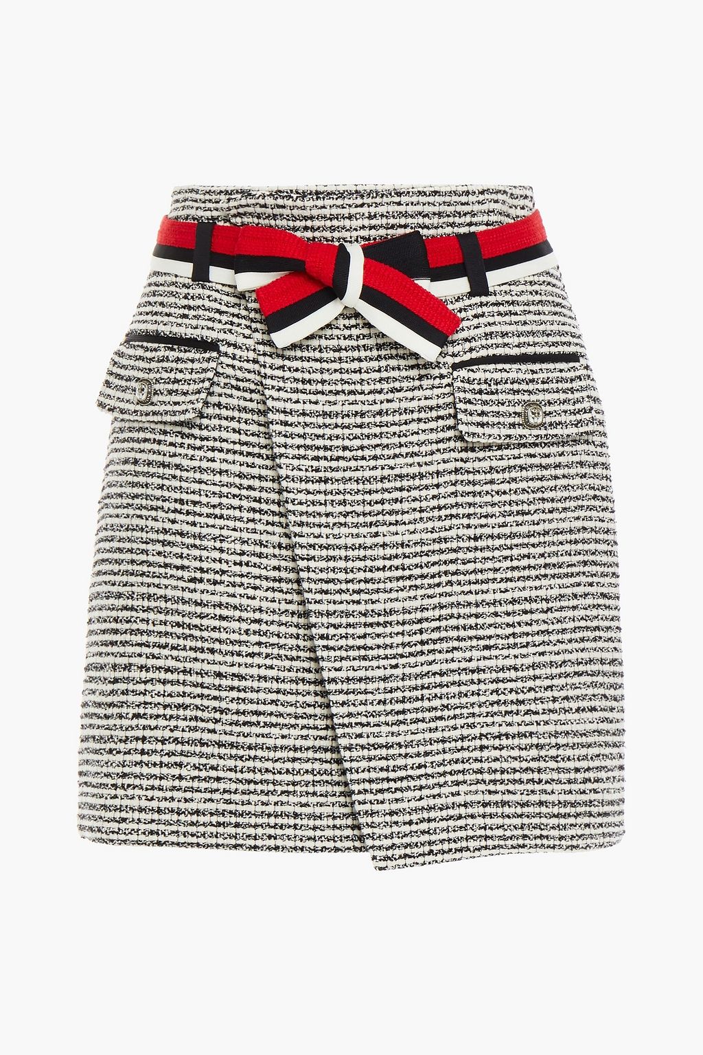 MAJE Wrap-effect metallic cotton-blend tweed mini skirt | THE OUTNET