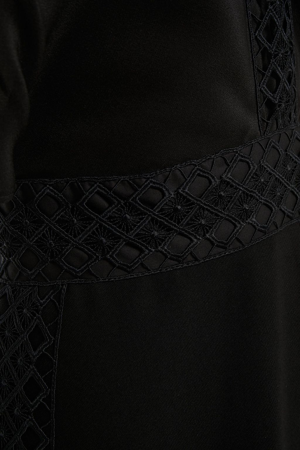 MAJE Lace-trimmed twill and silk crepe de chine playsuit