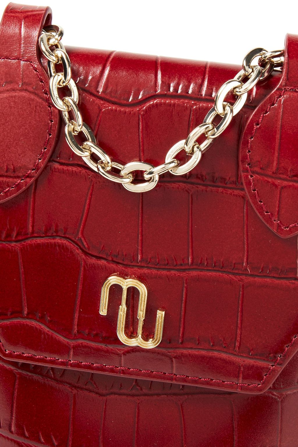 MAJE Croc-effect leather phone pouch