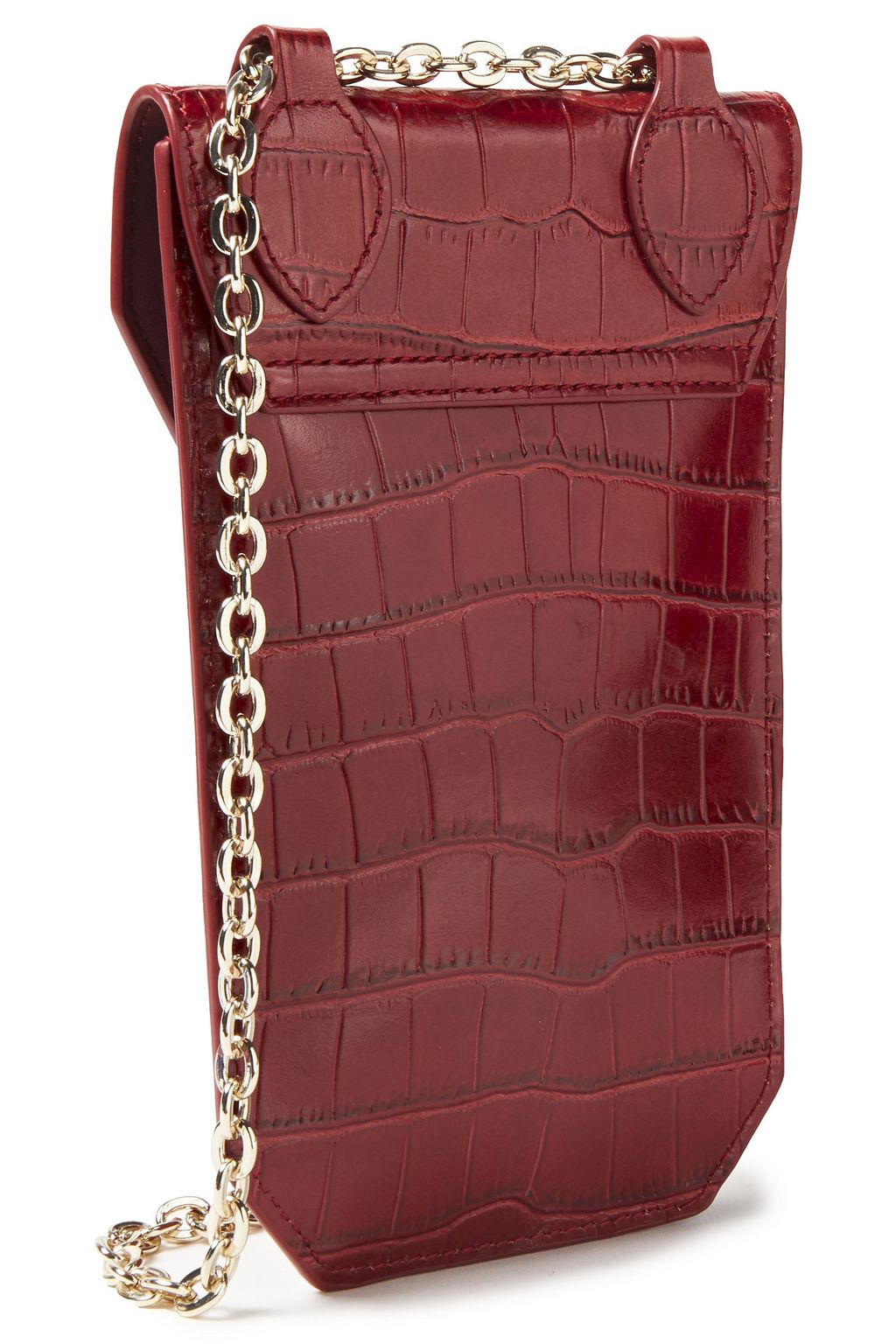MAJE Croc-effect leather phone pouch