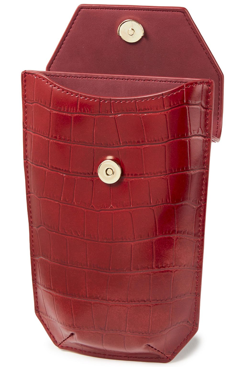 MAJE Croc-effect leather phone pouch