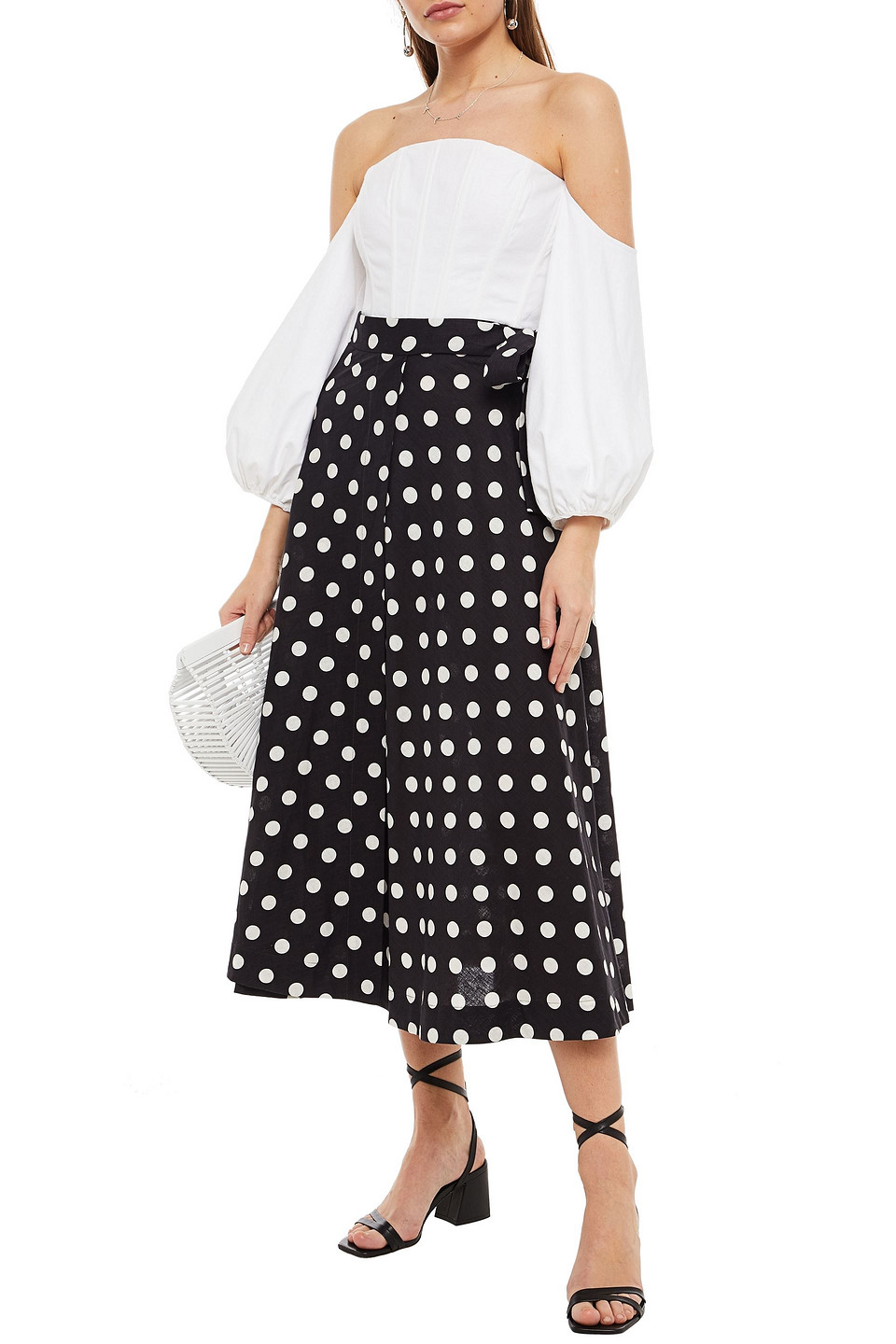 midi wrap skirt polka dot