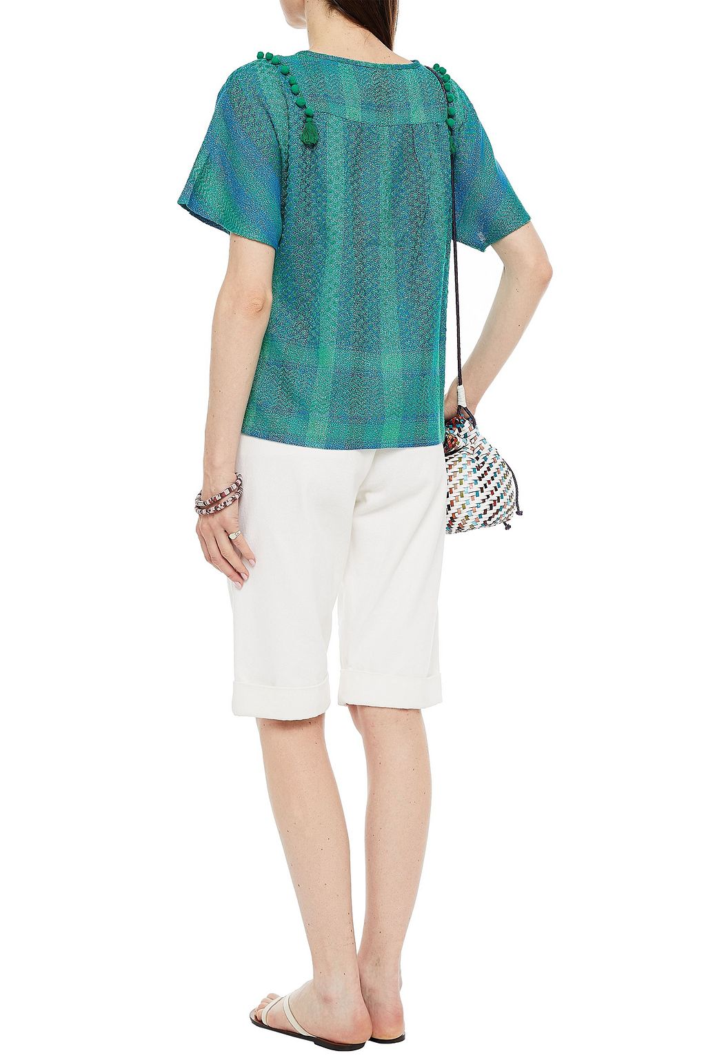 SUMMERY COPENHAGEN Anna embellished metallic jacquard top