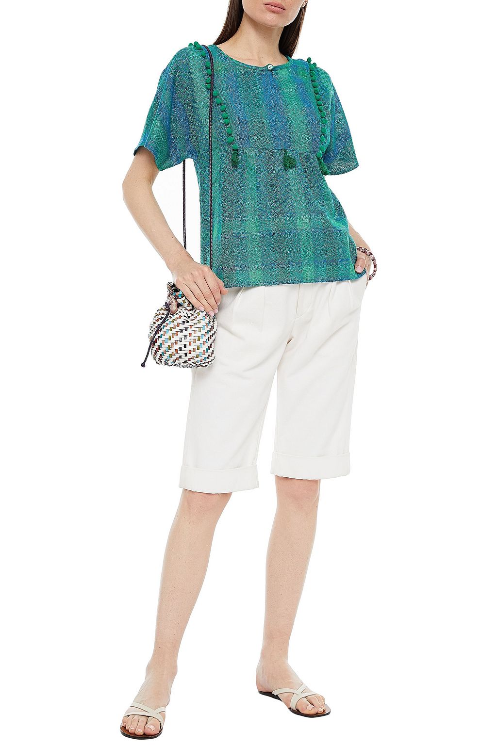 SUMMERY COPENHAGEN Anna embellished metallic jacquard top