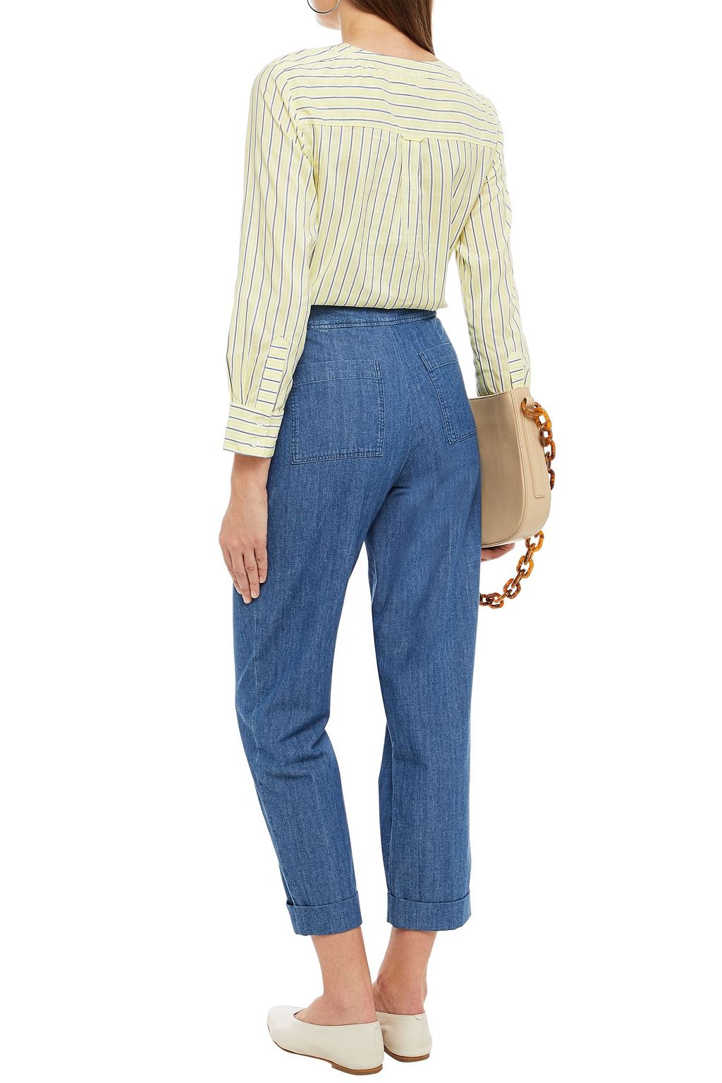 A.P.C. Striped cotton and silk-blend blouse