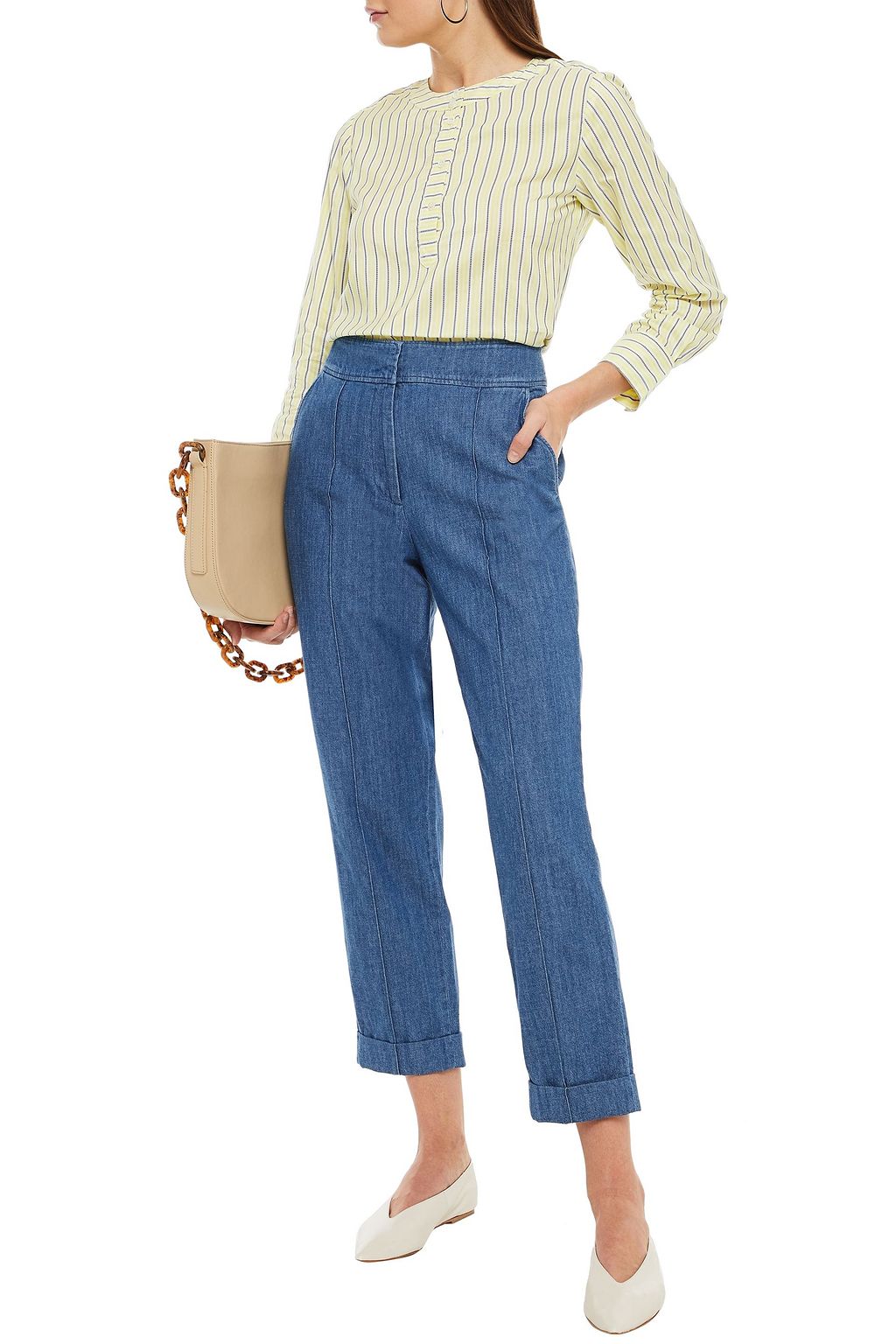 A.P.C. Striped cotton and silk-blend blouse