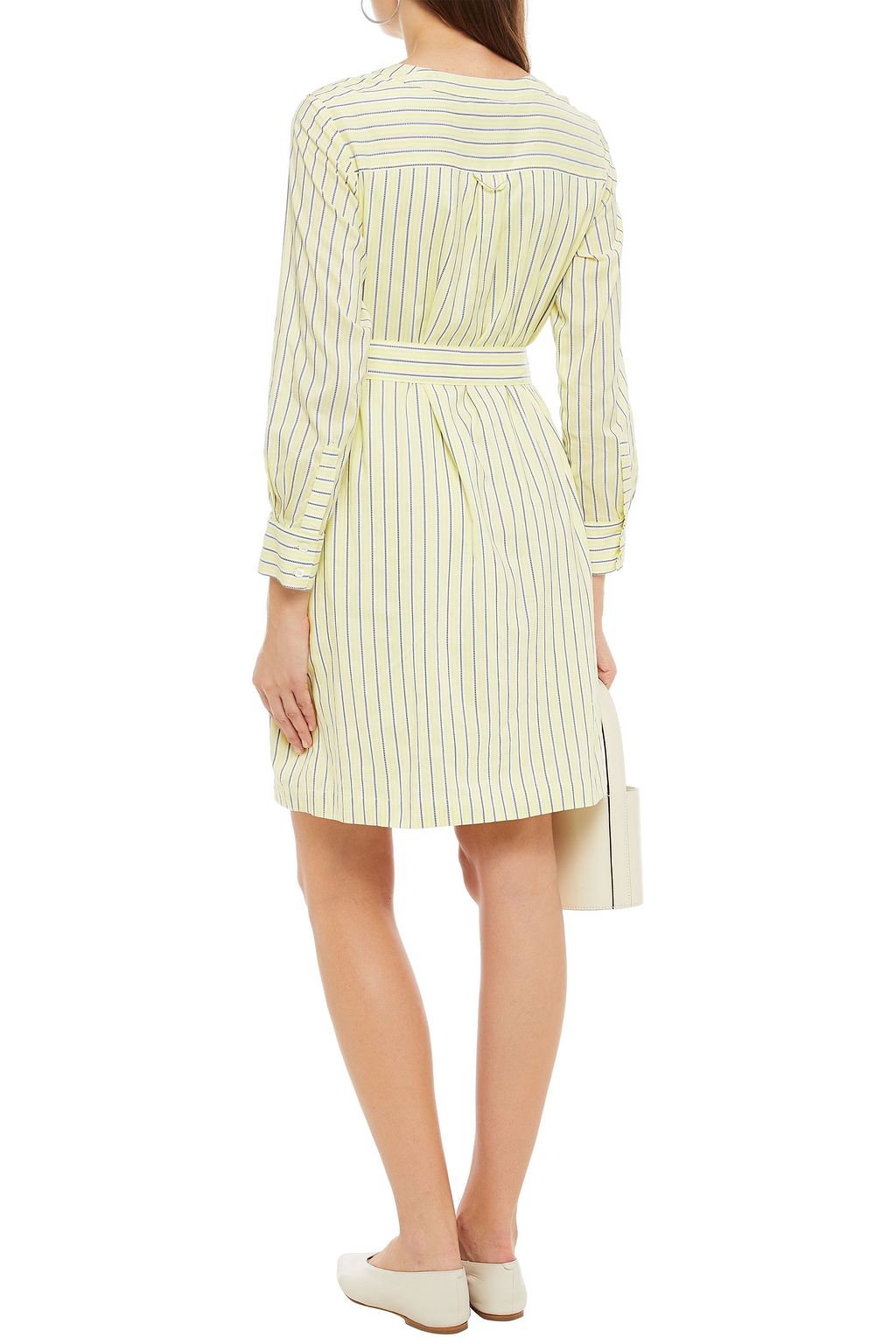 A.P.C. Belted striped cotton and silk-blend mini dress