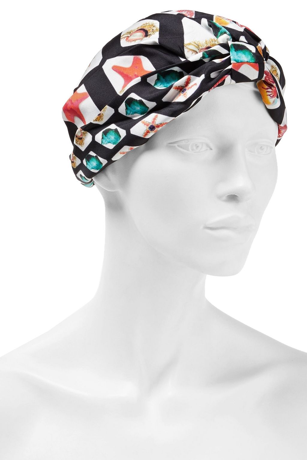 MARY KATRANTZOU Under the Stars printed silk-twill turban