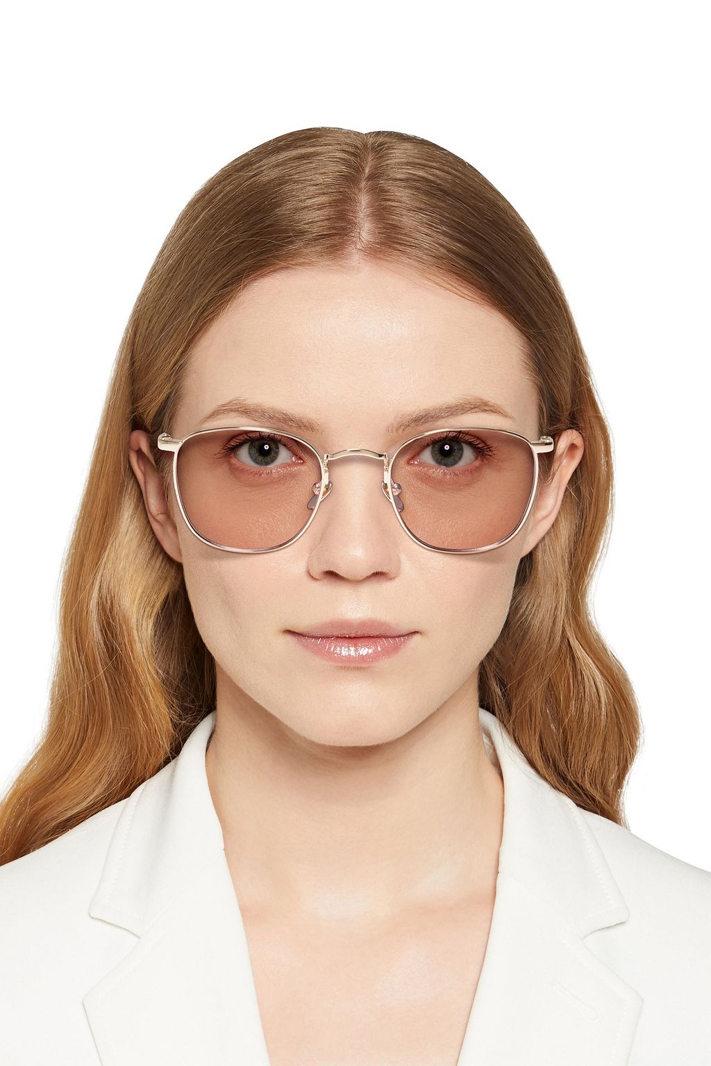 LINDA FARROW Round-frame gold-tone sunglasses
