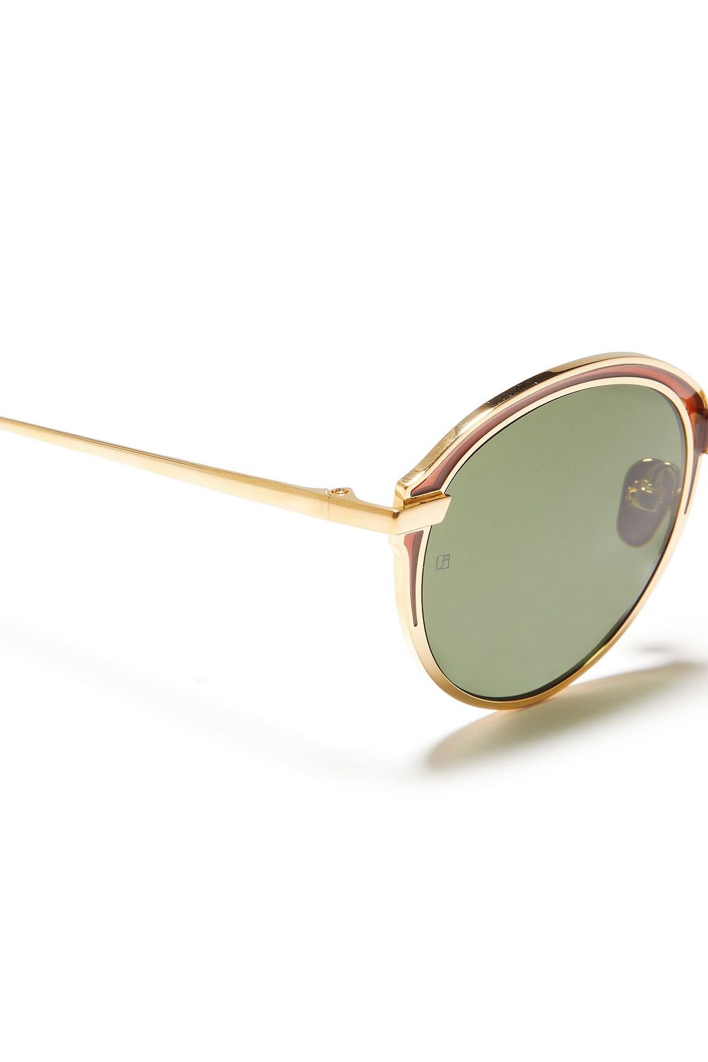 LINDA FARROW Round-frame gold-tone and titanium sunglasses