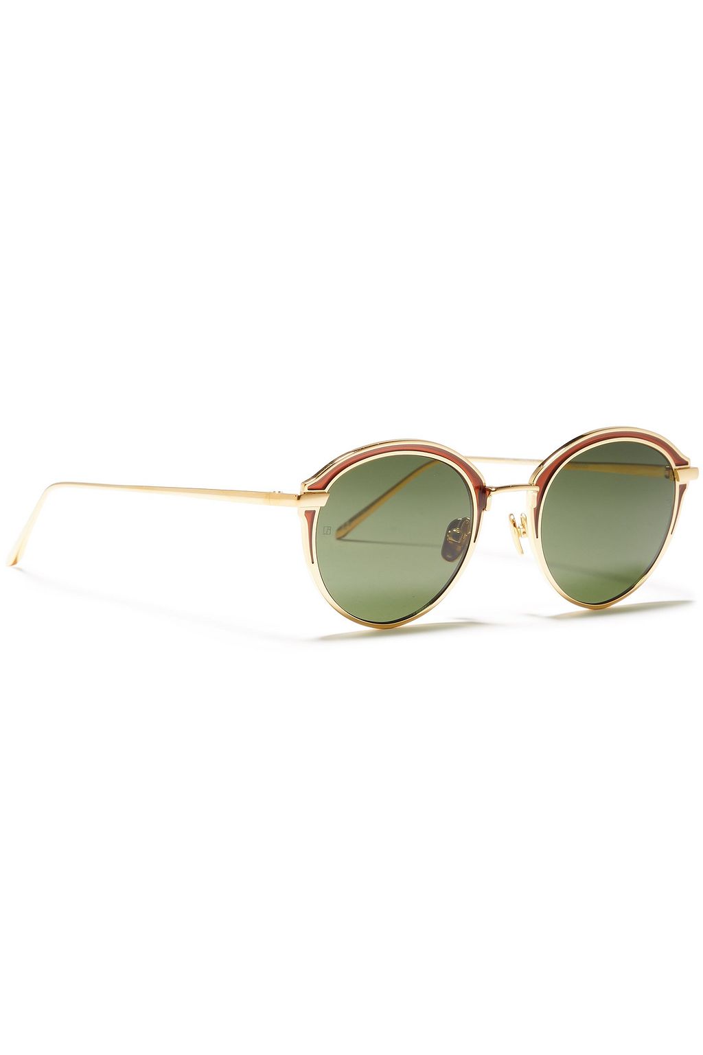 LINDA FARROW Round-frame gold-tone and titanium sunglasses