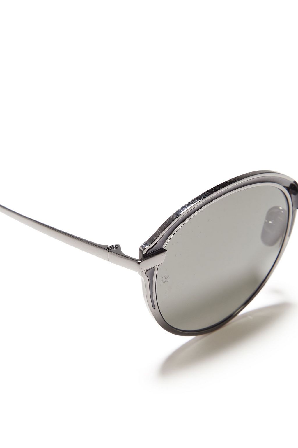 LINDA FARROW Round-frame gunmetal-tone and titanium sunglasses