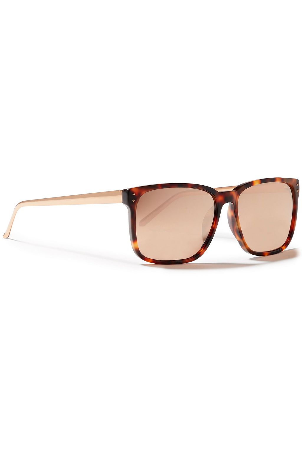 LINDA FARROW Rectangle-frame tortoiseshell acetate sunglasses