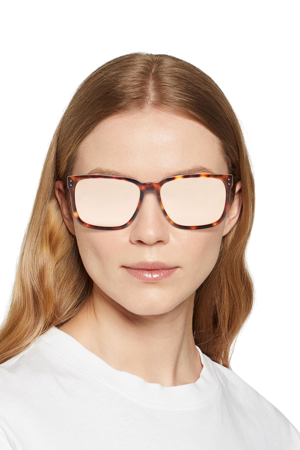 LINDA FARROW Rectangle-frame tortoiseshell acetate sunglasses