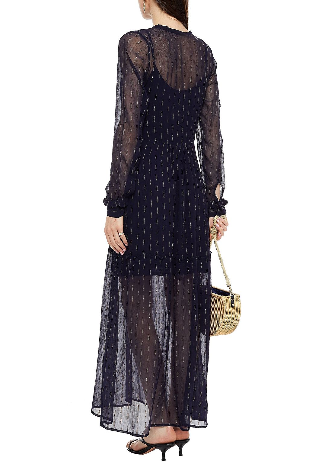 SUMMERY COPENHAGEN Suzie gathered metallic jacquard maxi dress