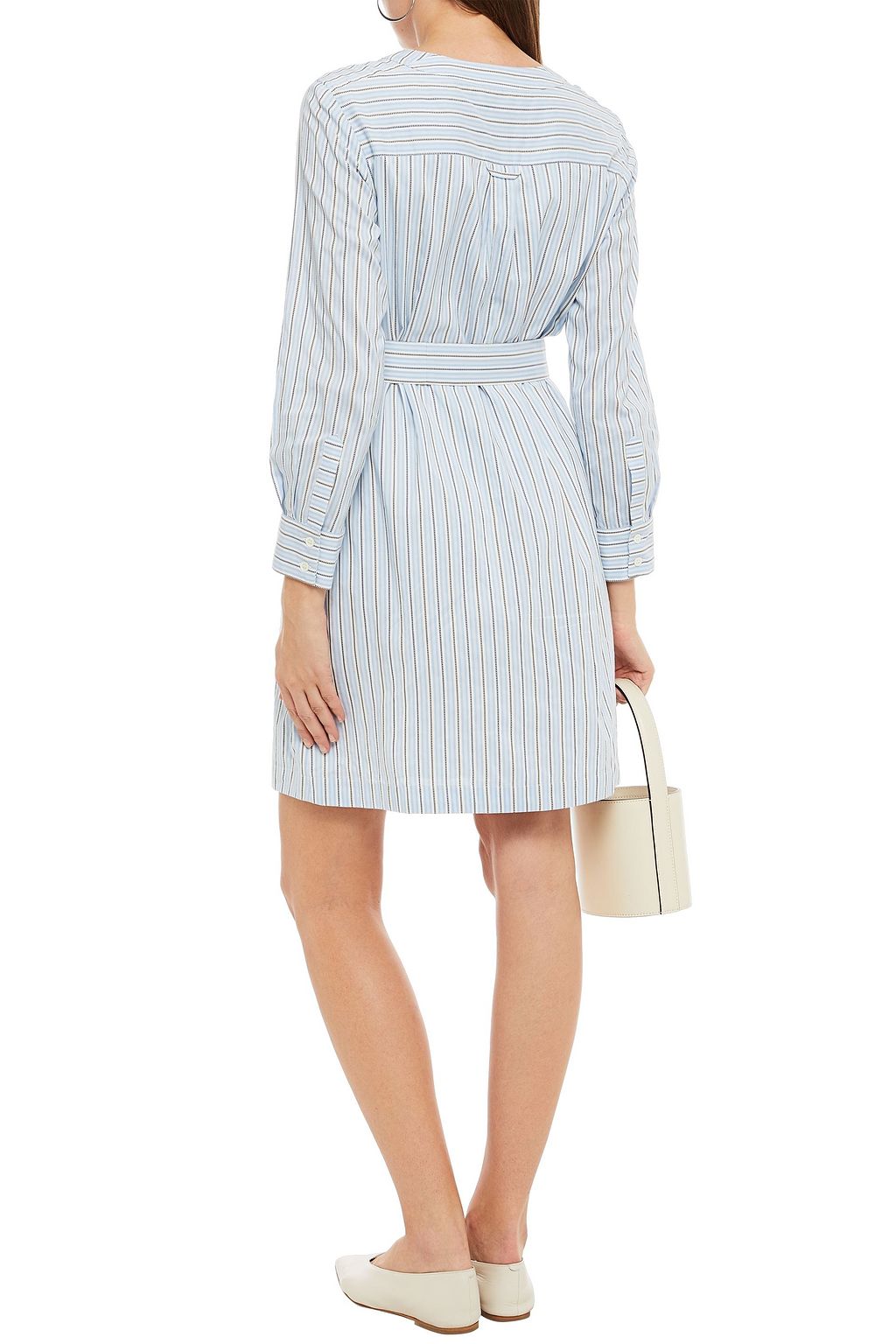 A.P.C. Belted striped cotton and silk-blend mini dress