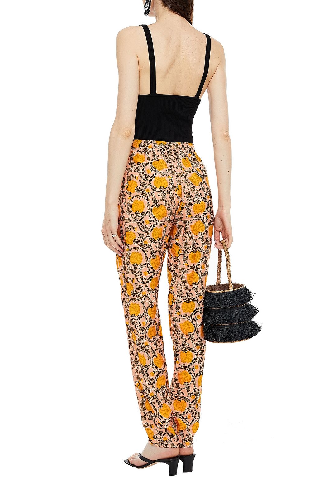 SUMMERY COPENHAGEN Printed cupro-blend twill tapered track pants