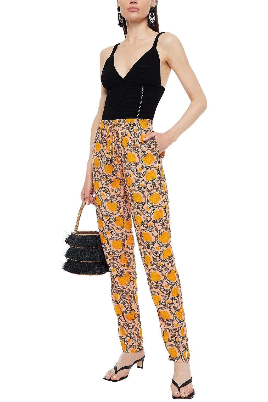 SUMMERY COPENHAGEN Printed cupro-blend twill tapered track pants