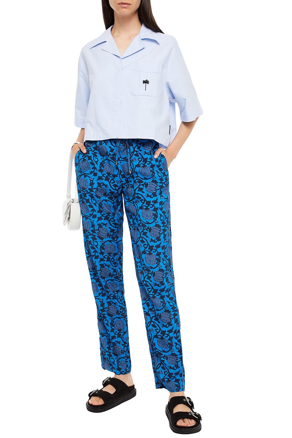 SUMMERY COPENHAGEN Printed cupro-blend twill tapered track pants
