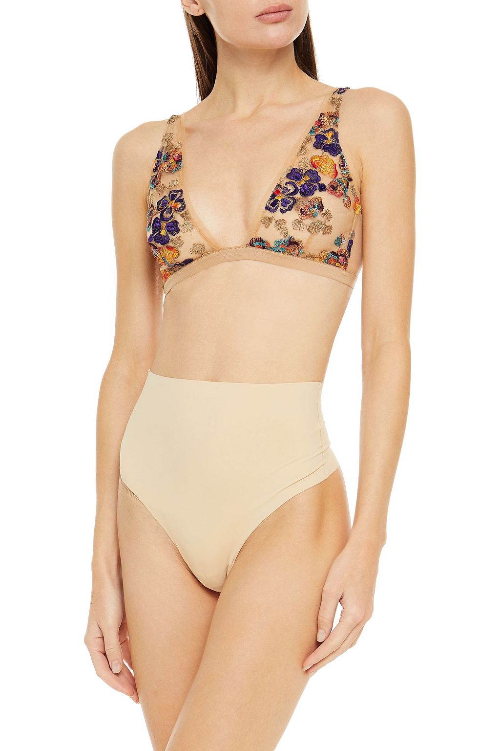 I.D. SARRIERI Embroidered tulle triangle bra