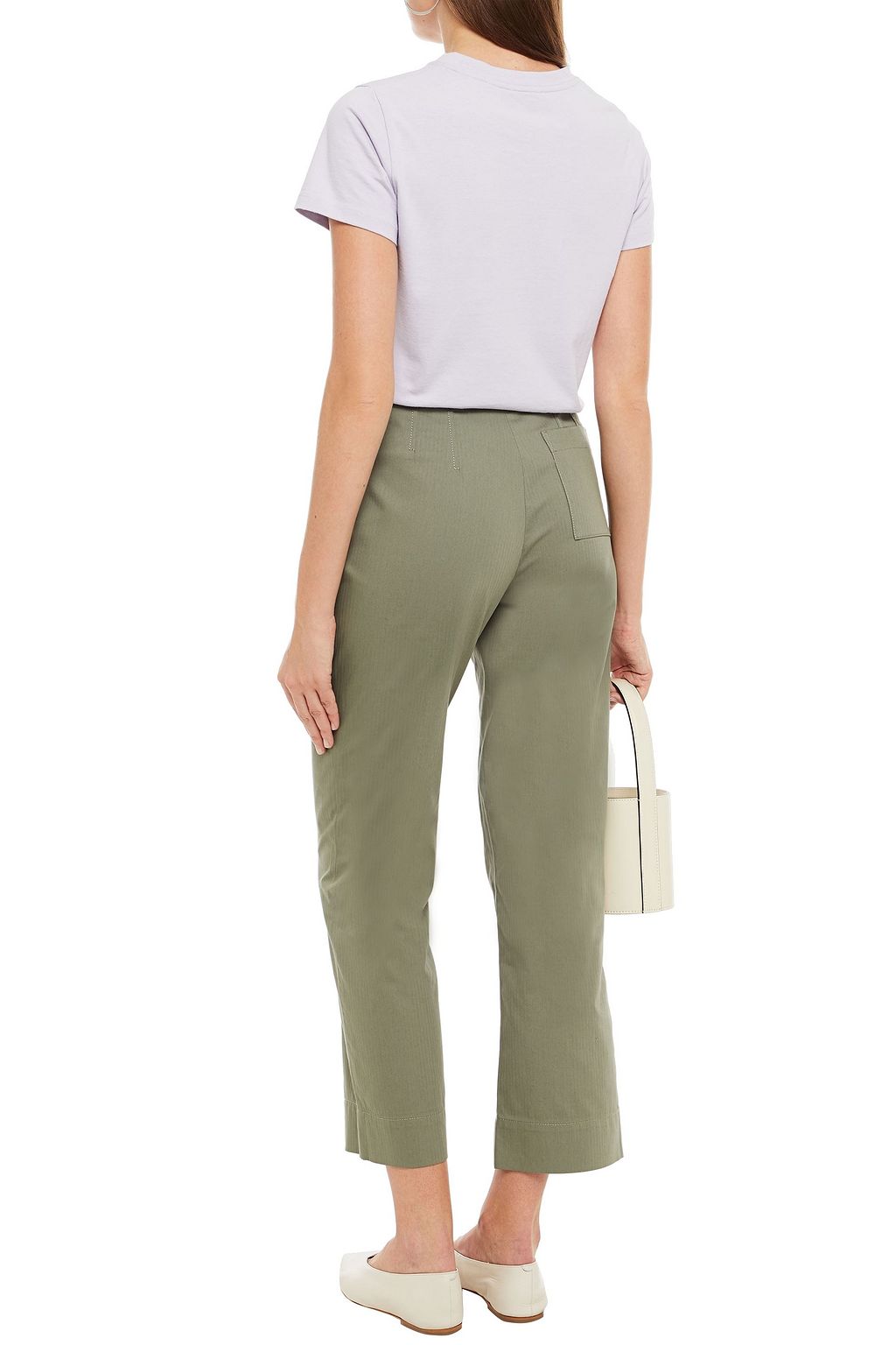 A.P.C. Cropped herringbone cotton straight-leg pants