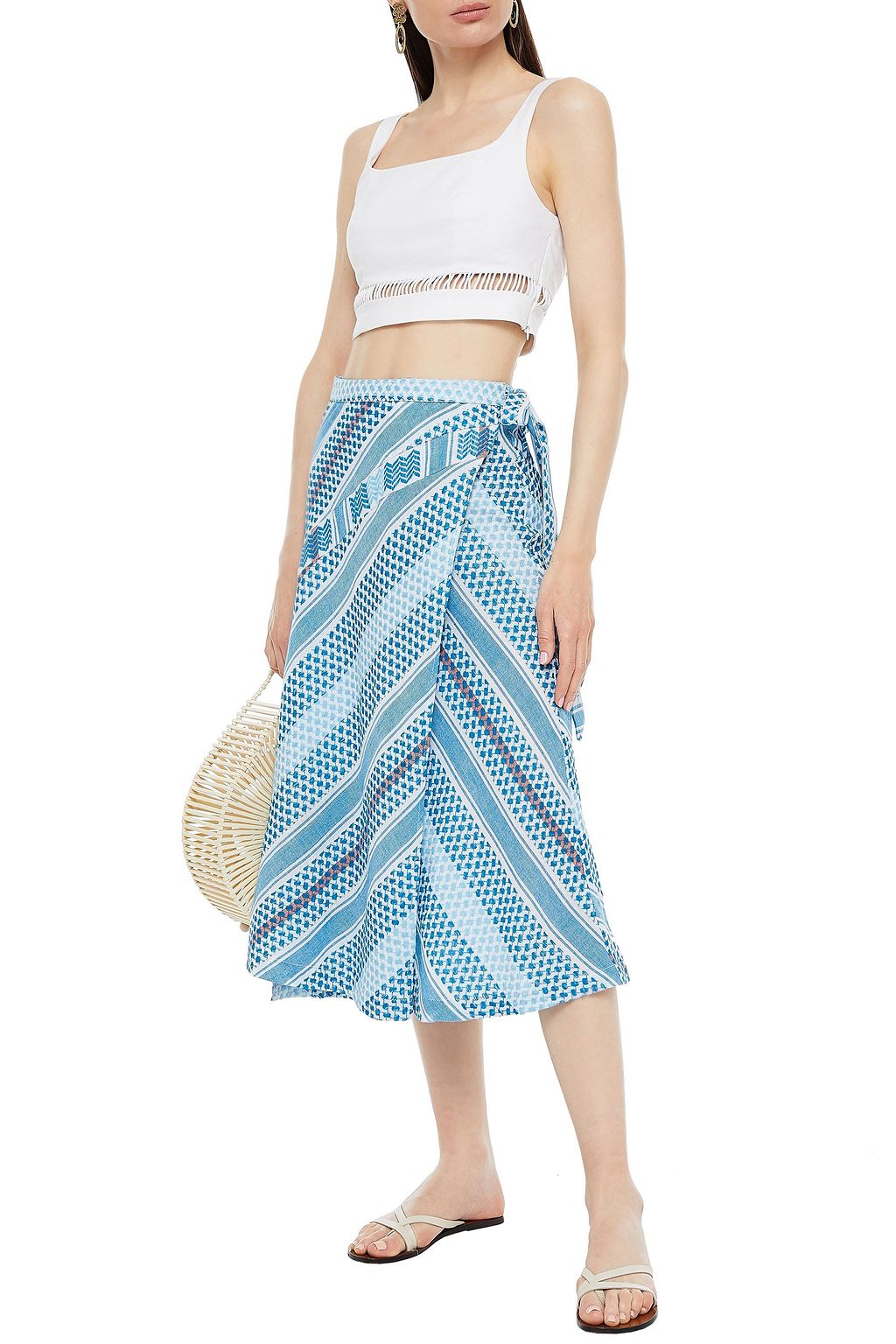 SUMMERY COPENHAGEN Petra cotton-jacquard midi wrap skirt