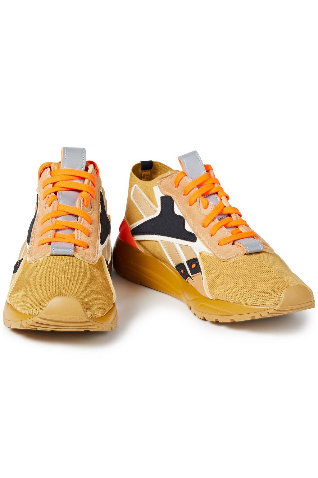 REEBOK X VICTORIA BECKHAM Bolton Sock stretch-knit, leather and suede sneakers