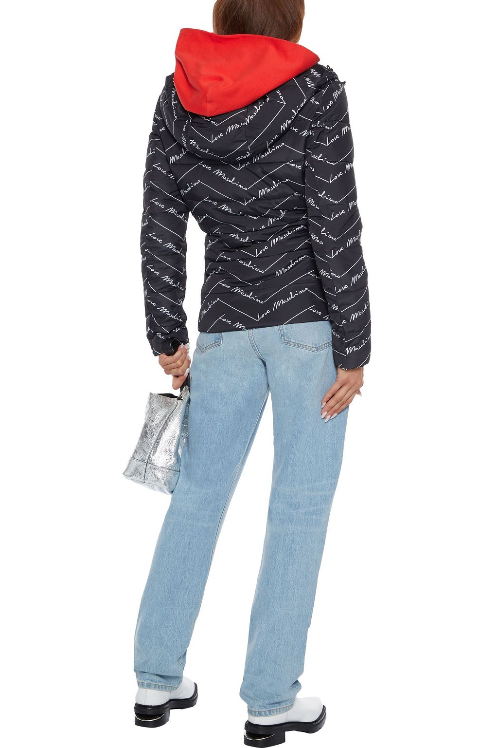 LOVE MOSCHINO Quilted printed shell hooded jacket