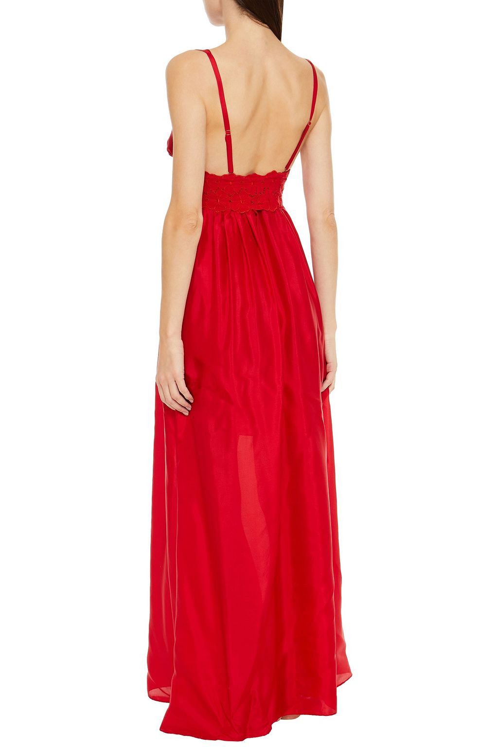 I.D. SARRIERI Pleated silk-blend voile maxi dress