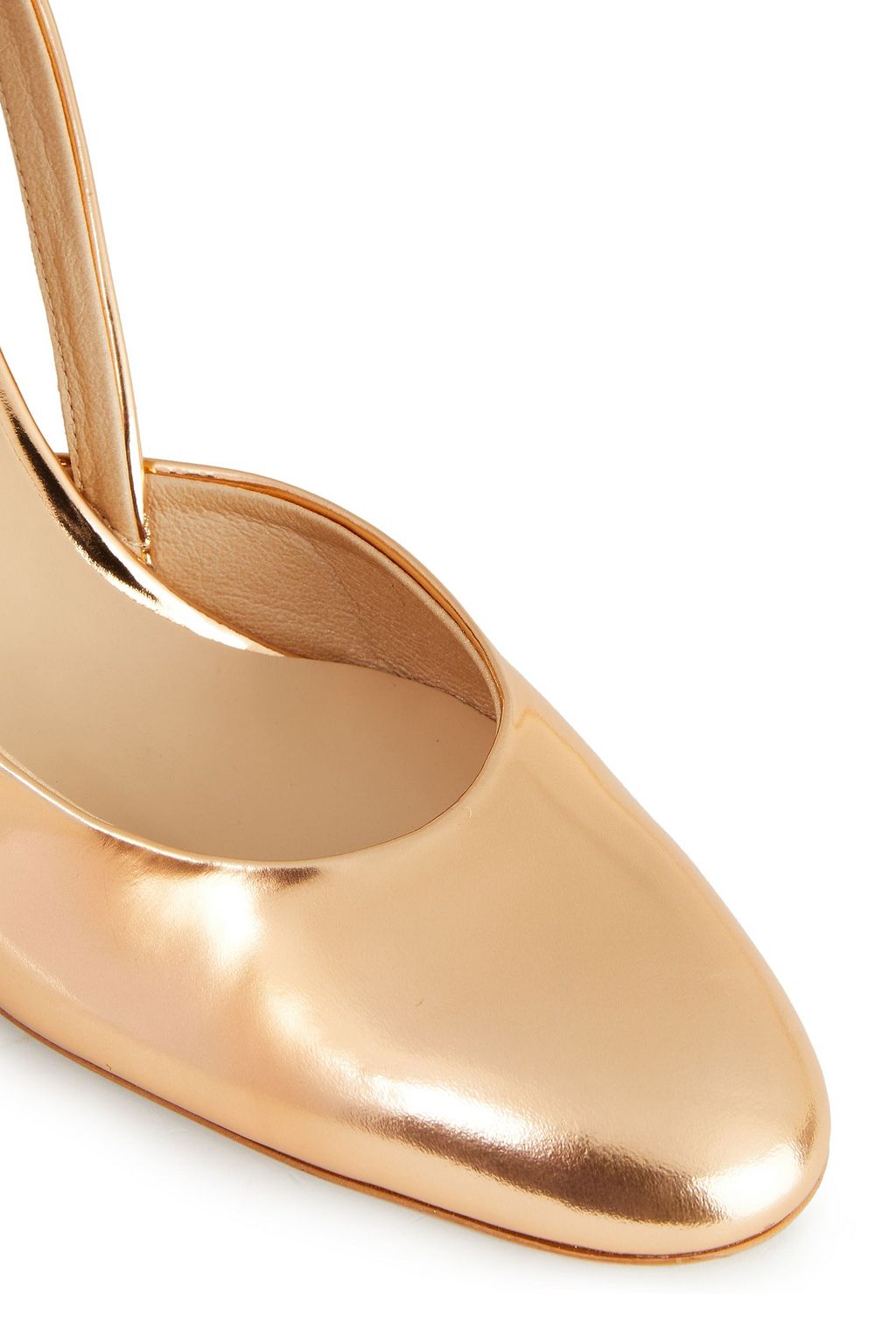 FURLA Mirrored-leather slingback pumps