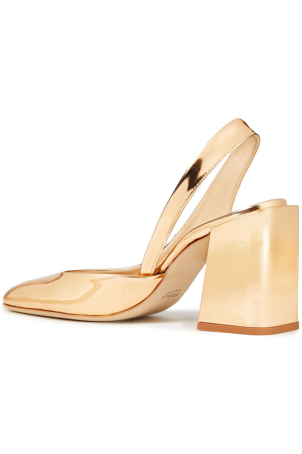 FURLA Mirrored-leather slingback pumps
