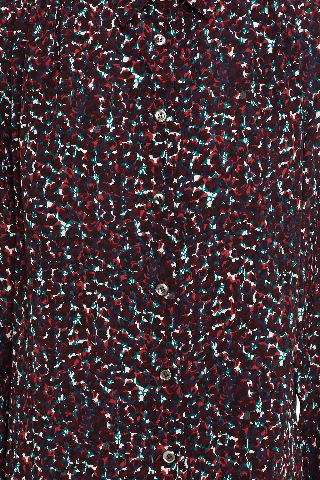 A.P.C. Gathered floral-print silk-crepe shirt
