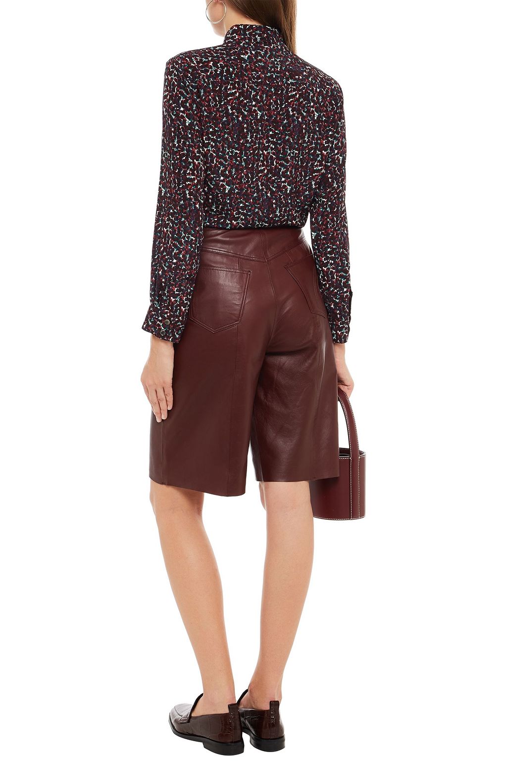 A.P.C. Gathered floral-print silk-crepe shirt