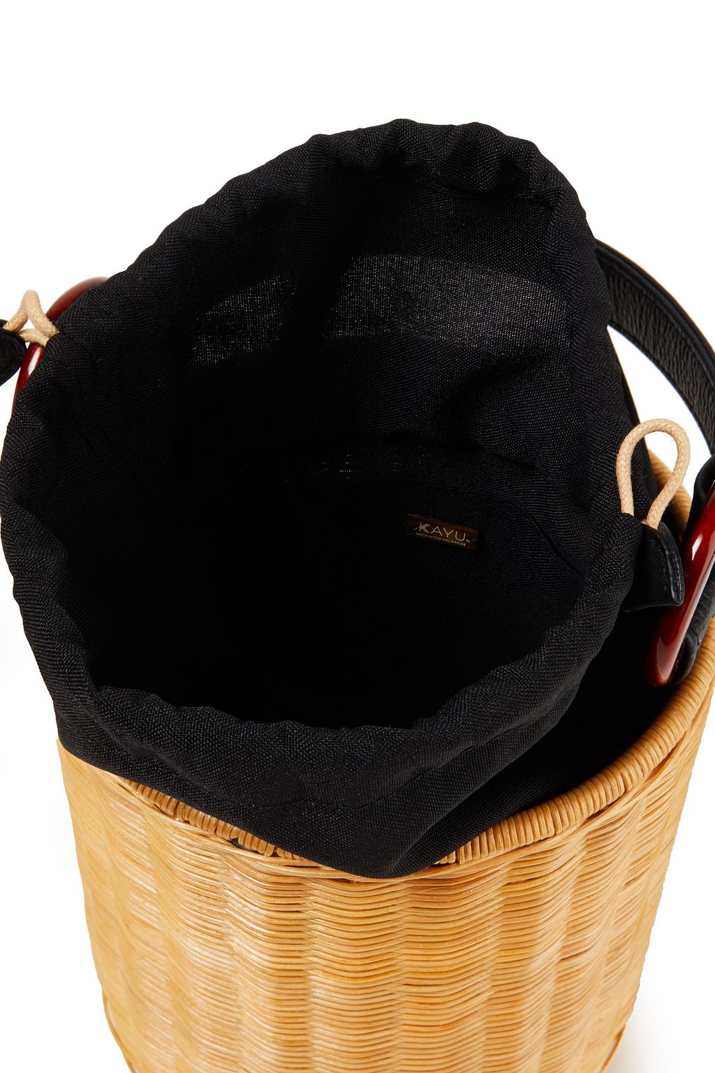 KAYU Reta leather-trimmed wicker bucket bag