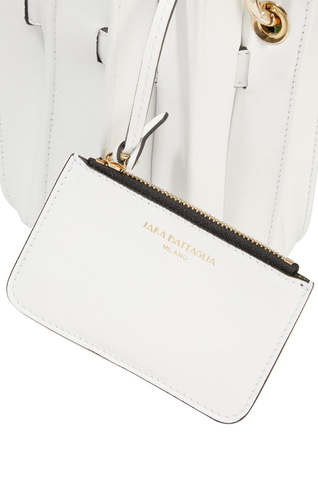 SARA BATTAGLIA Plissé Mini leather bucket bag