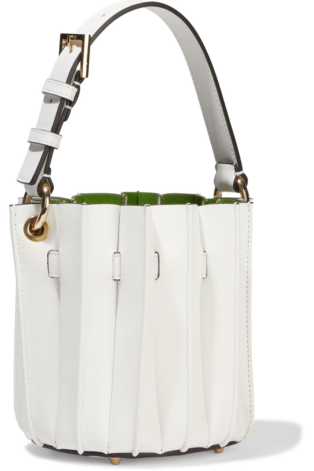 SARA BATTAGLIA Plissé Mini leather bucket bag