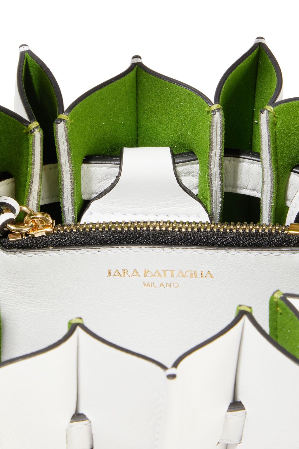 SARA BATTAGLIA Plissé Mini leather bucket bag