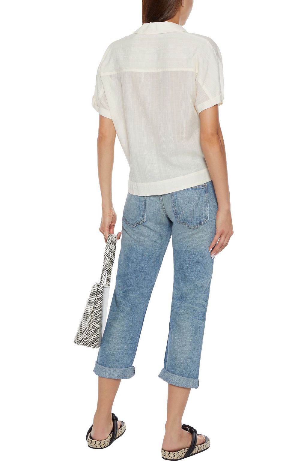 CURRENT/ELLIOTT The Boyfriend cropped distressed boyfriend jeans