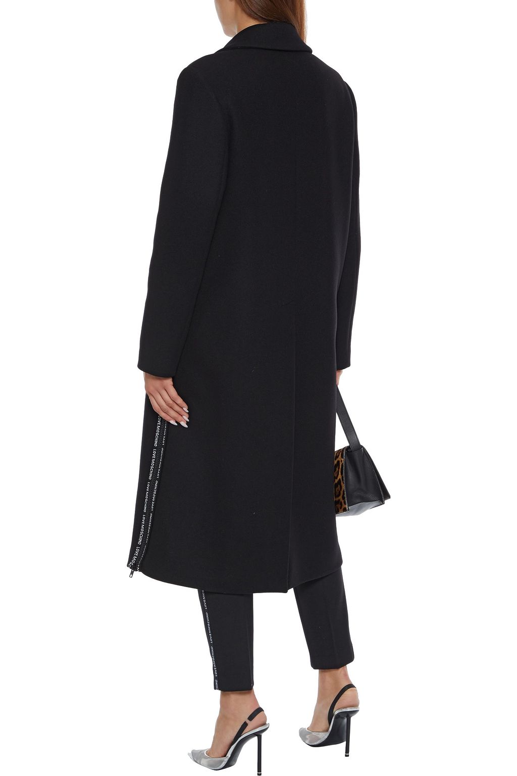 LOVE MOSCHINO Jacquard-trimmed wool-blend coat